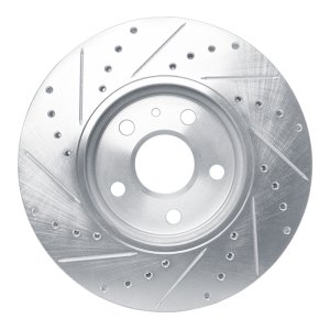 Cadillac CTS Brake Rotor (1) - Front Right - R1 Concepts - Drilled & Slotted - Silver - `08-`14